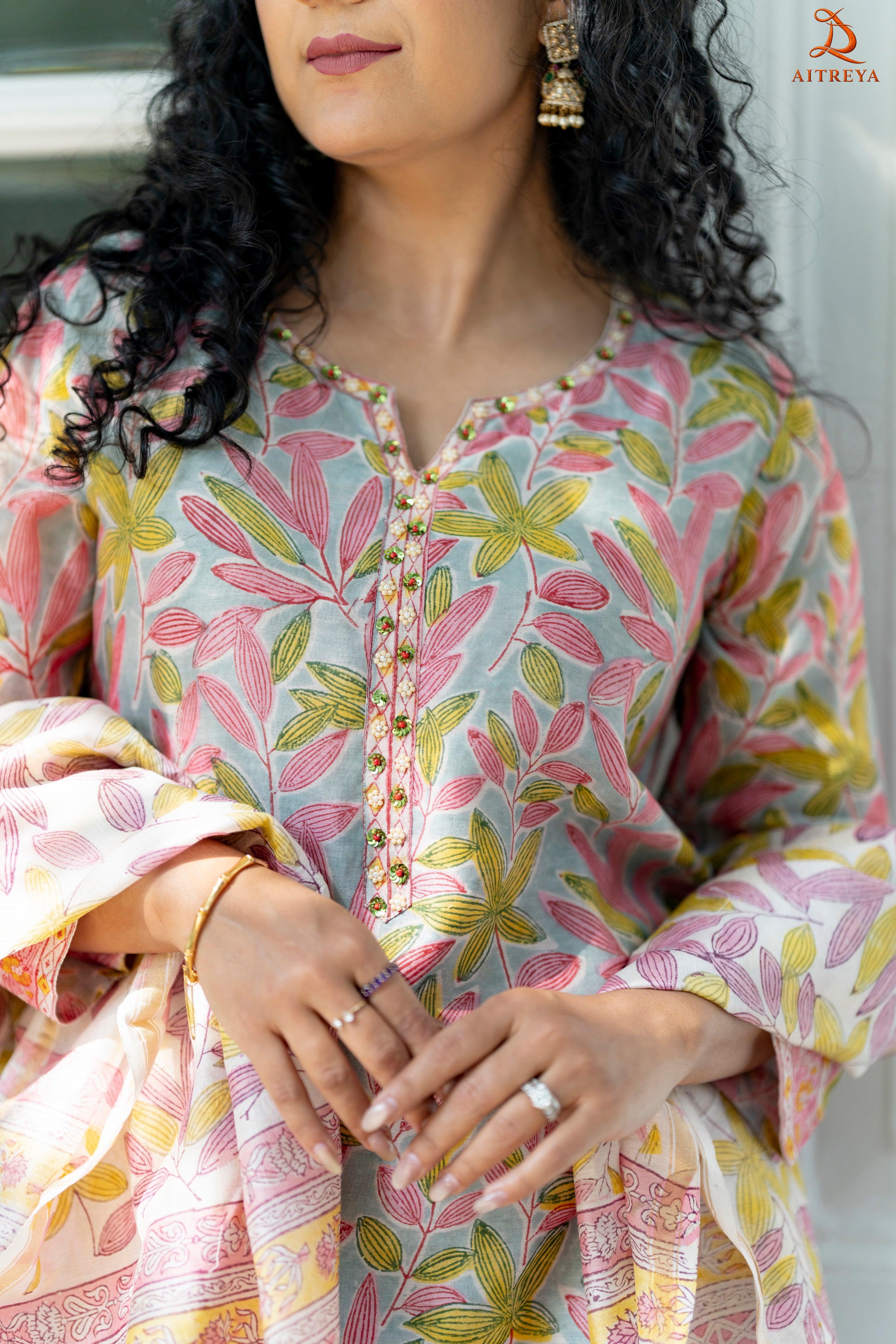 Powder Blue Chanderi Kurta Set