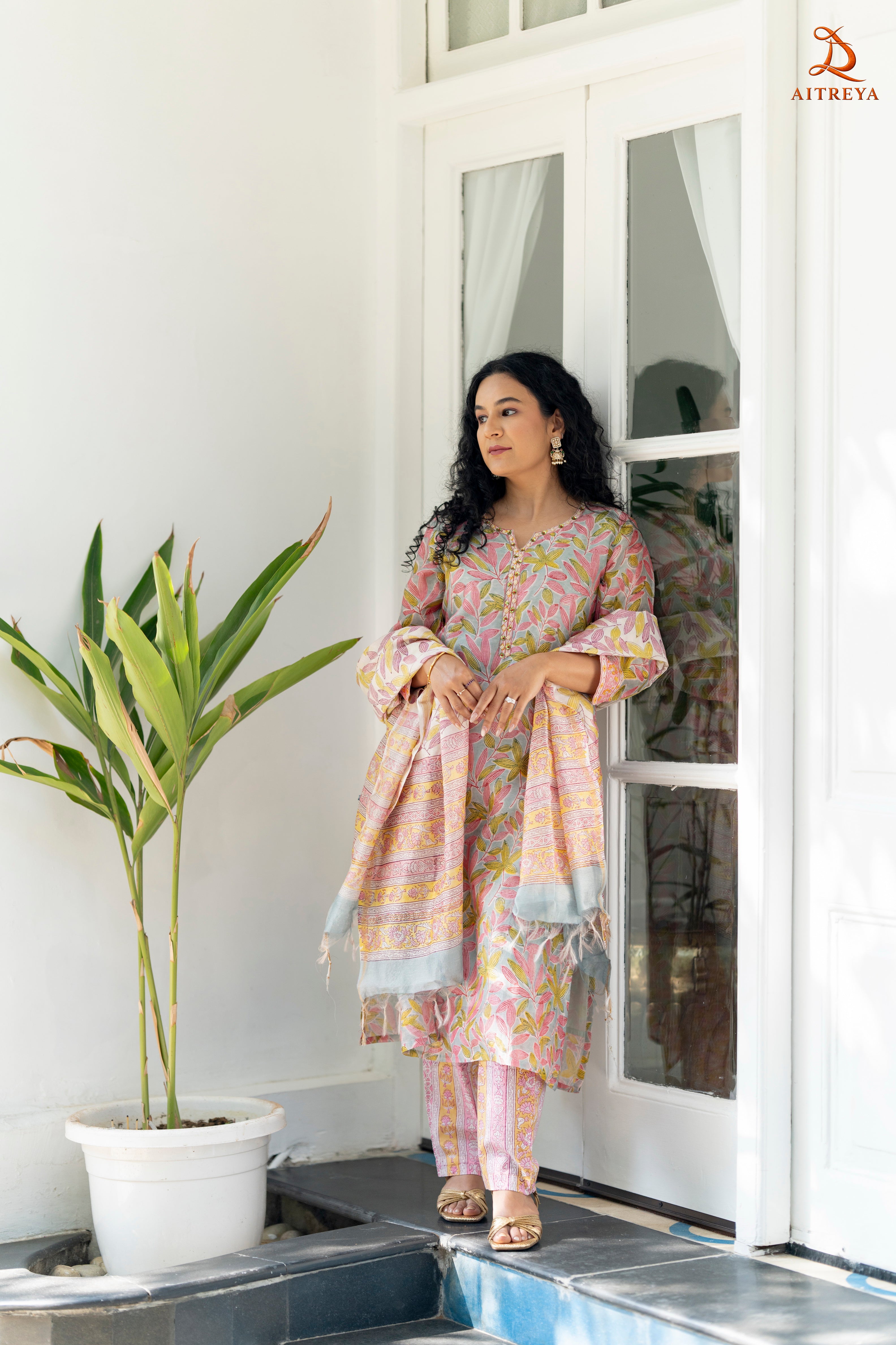 Powder Blue Chanderi Kurta Set