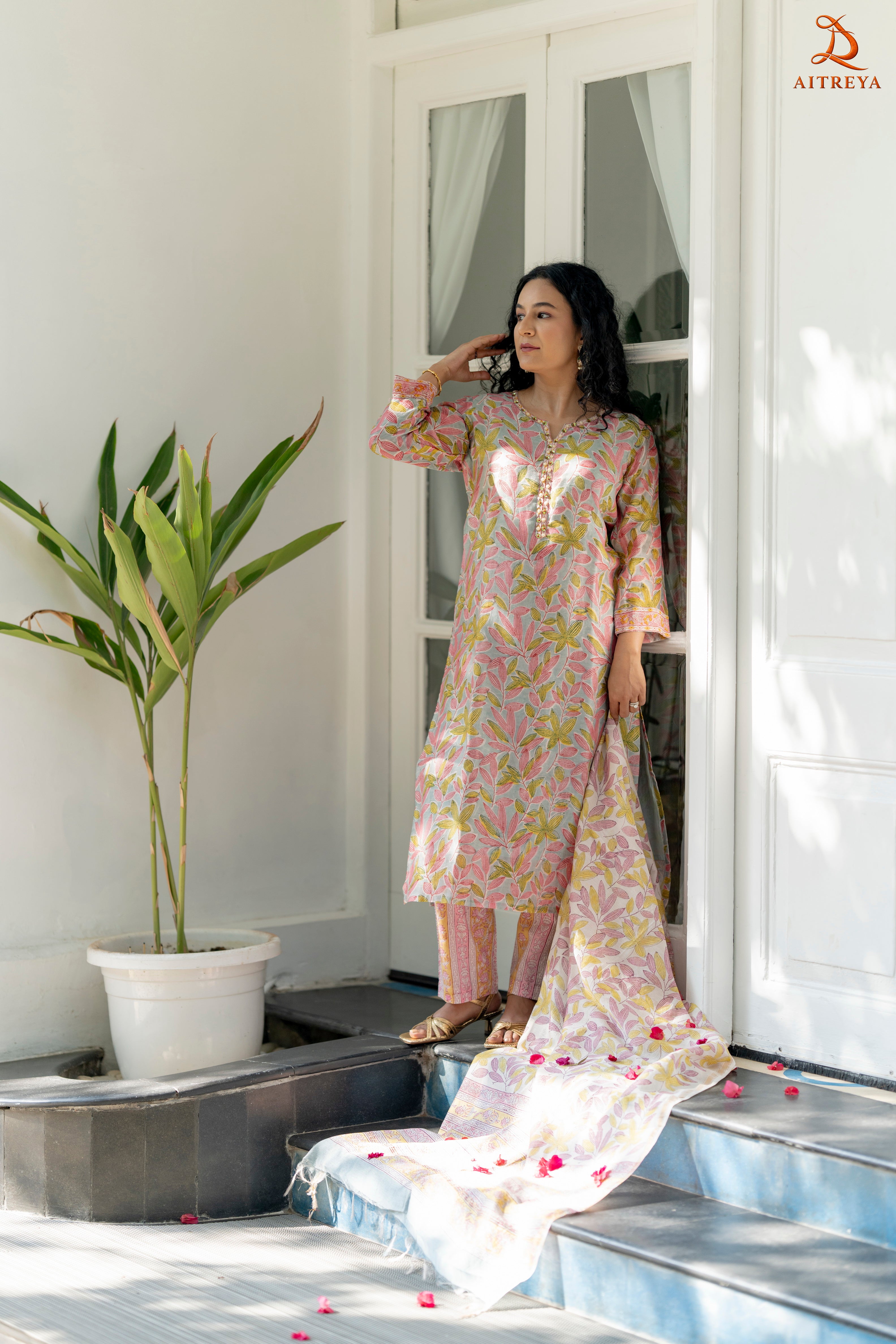 Powder Blue Chanderi Kurta Set
