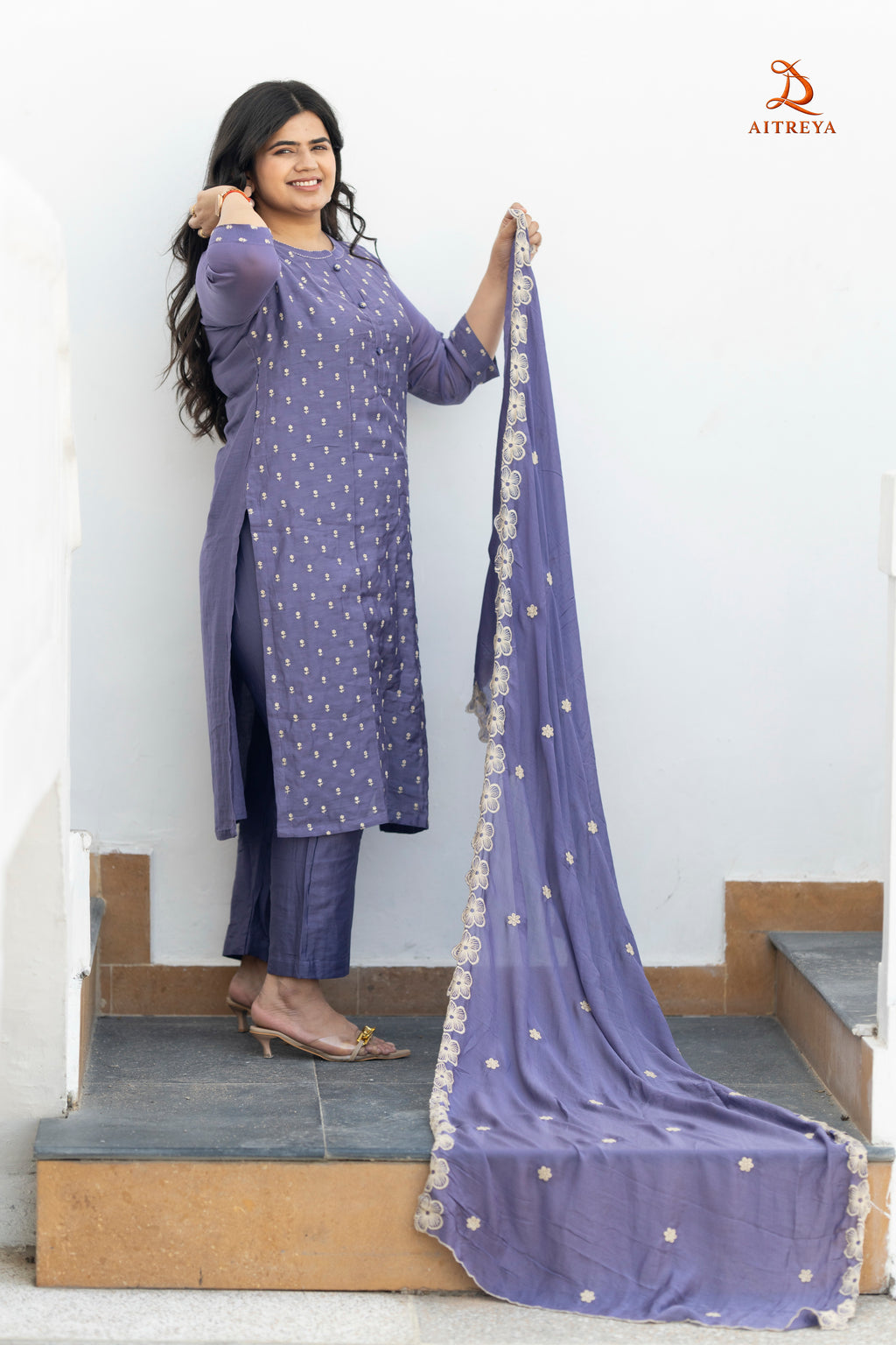 Neelambara Phool Silk Kurta Set