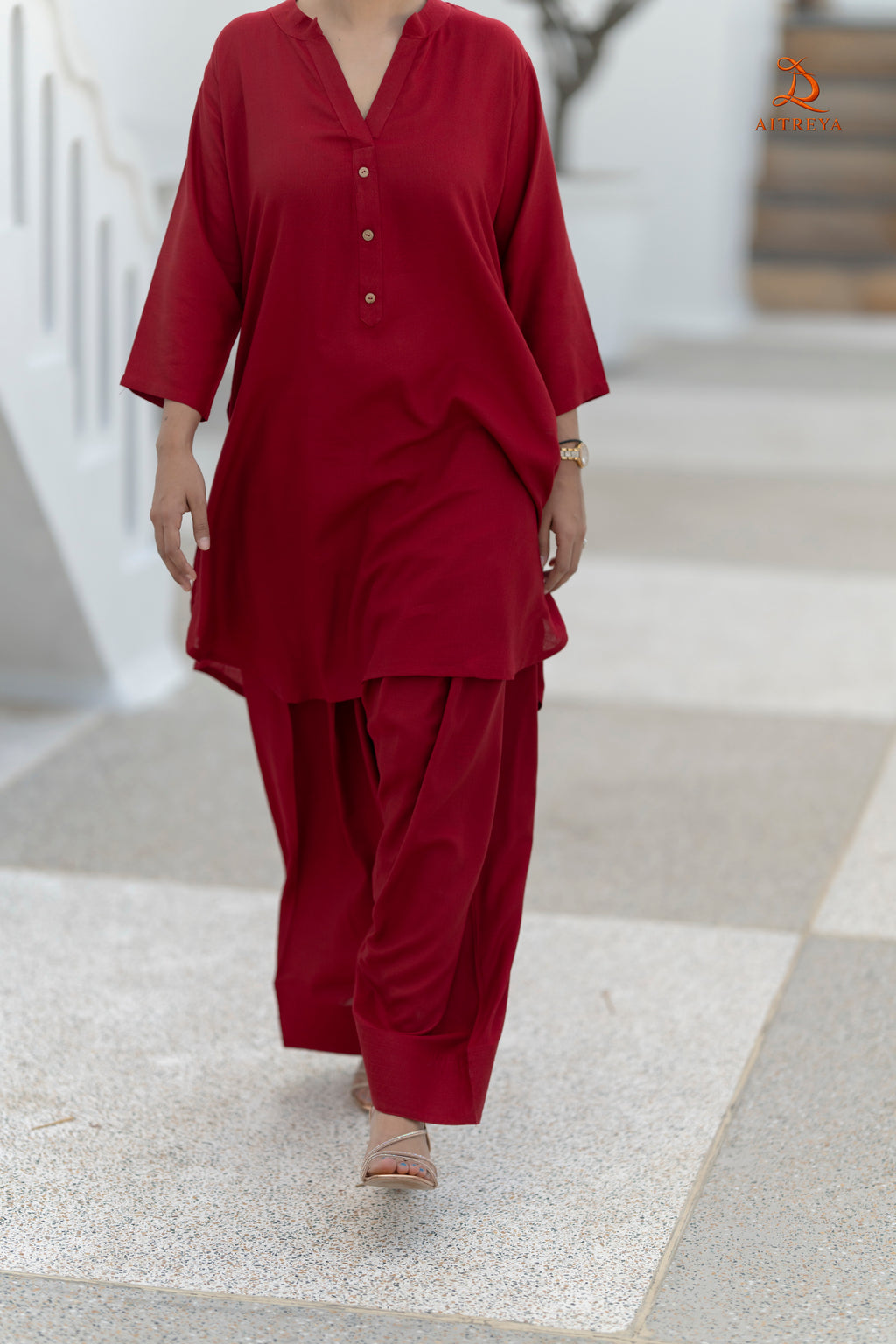Deep Red Farshi Kurta Set