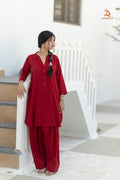 Deep Red Farshi Kurta Set