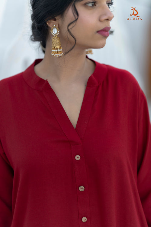 Deep Red Farshi Kurta Set