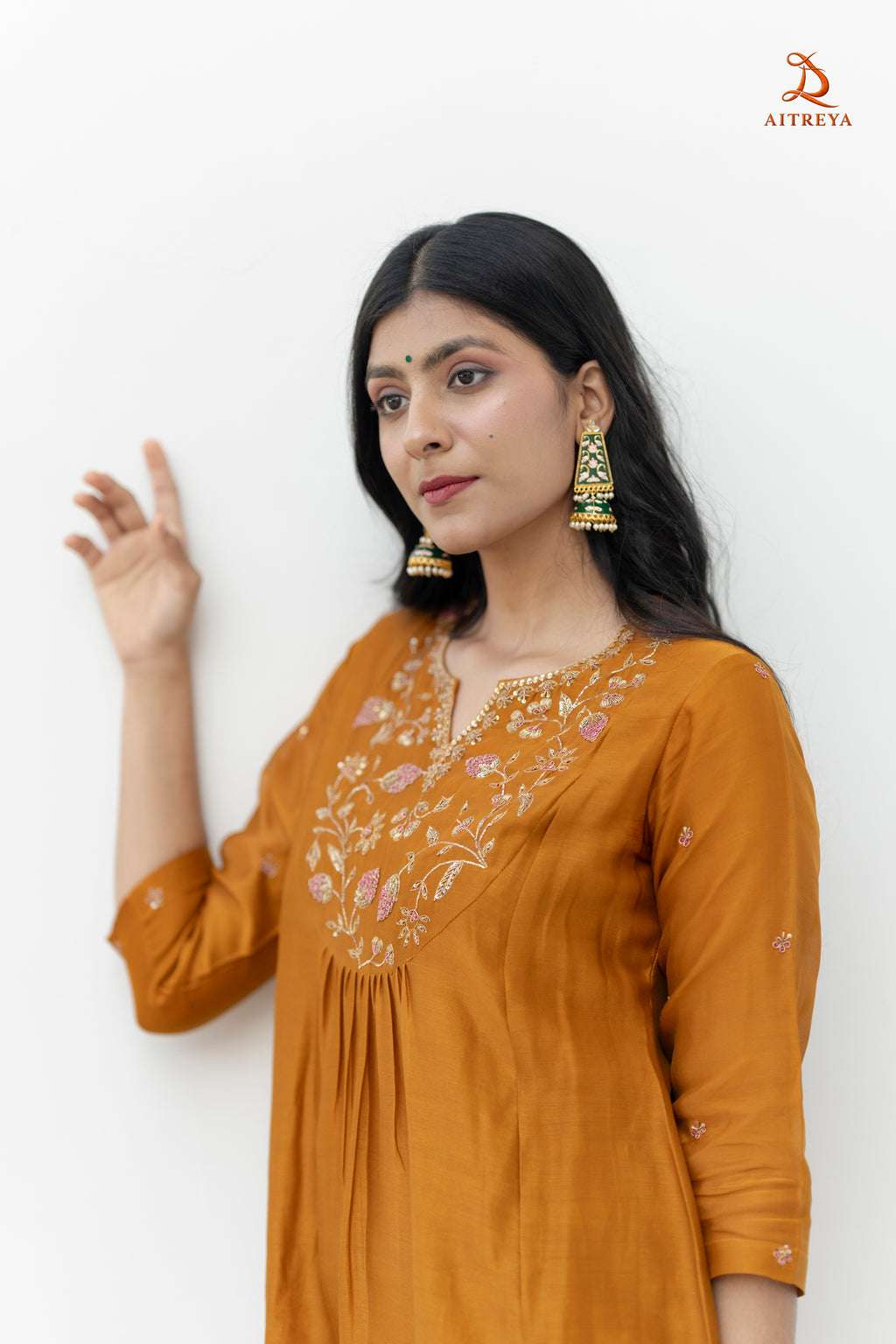 Kesariya Noor Silk Kurta Set