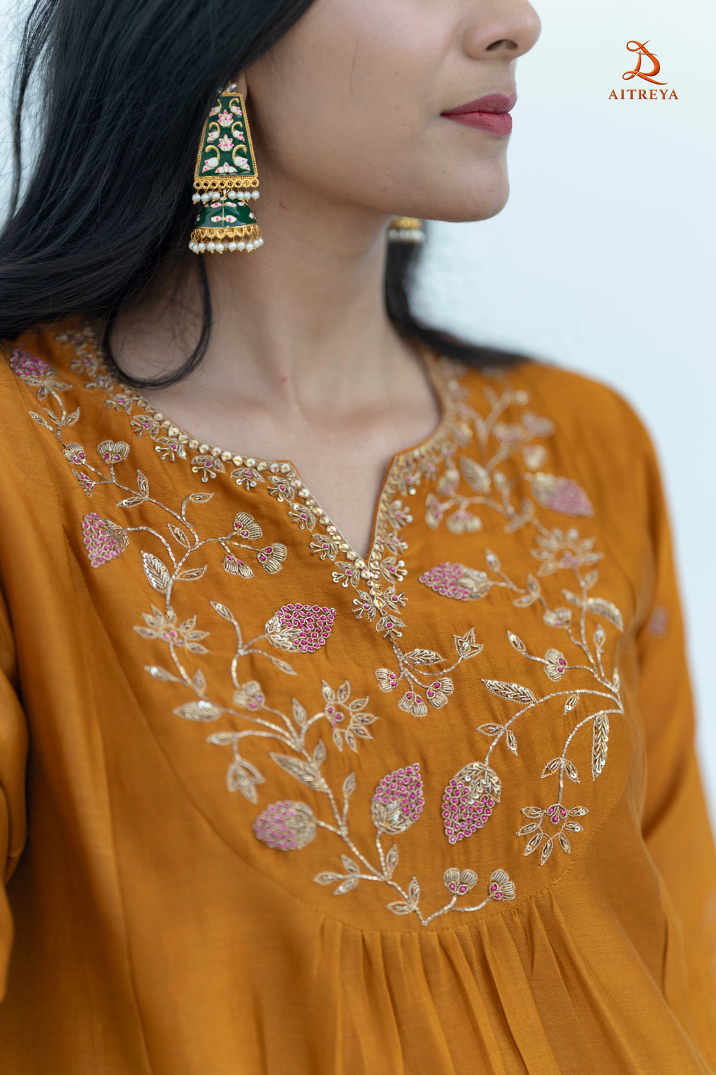Kesariya Noor Silk Kurta Set