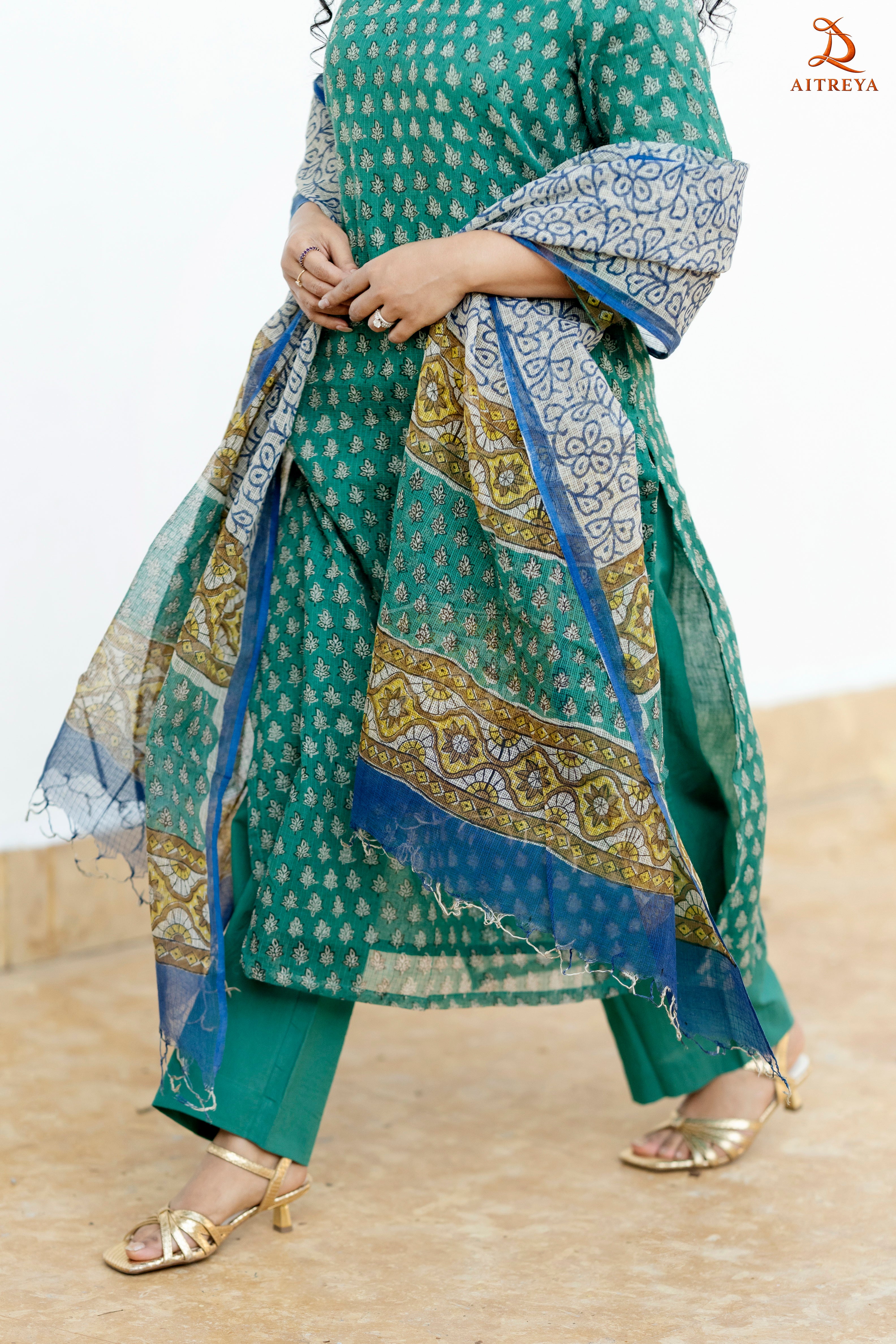 Meher Green Kota Doria Set