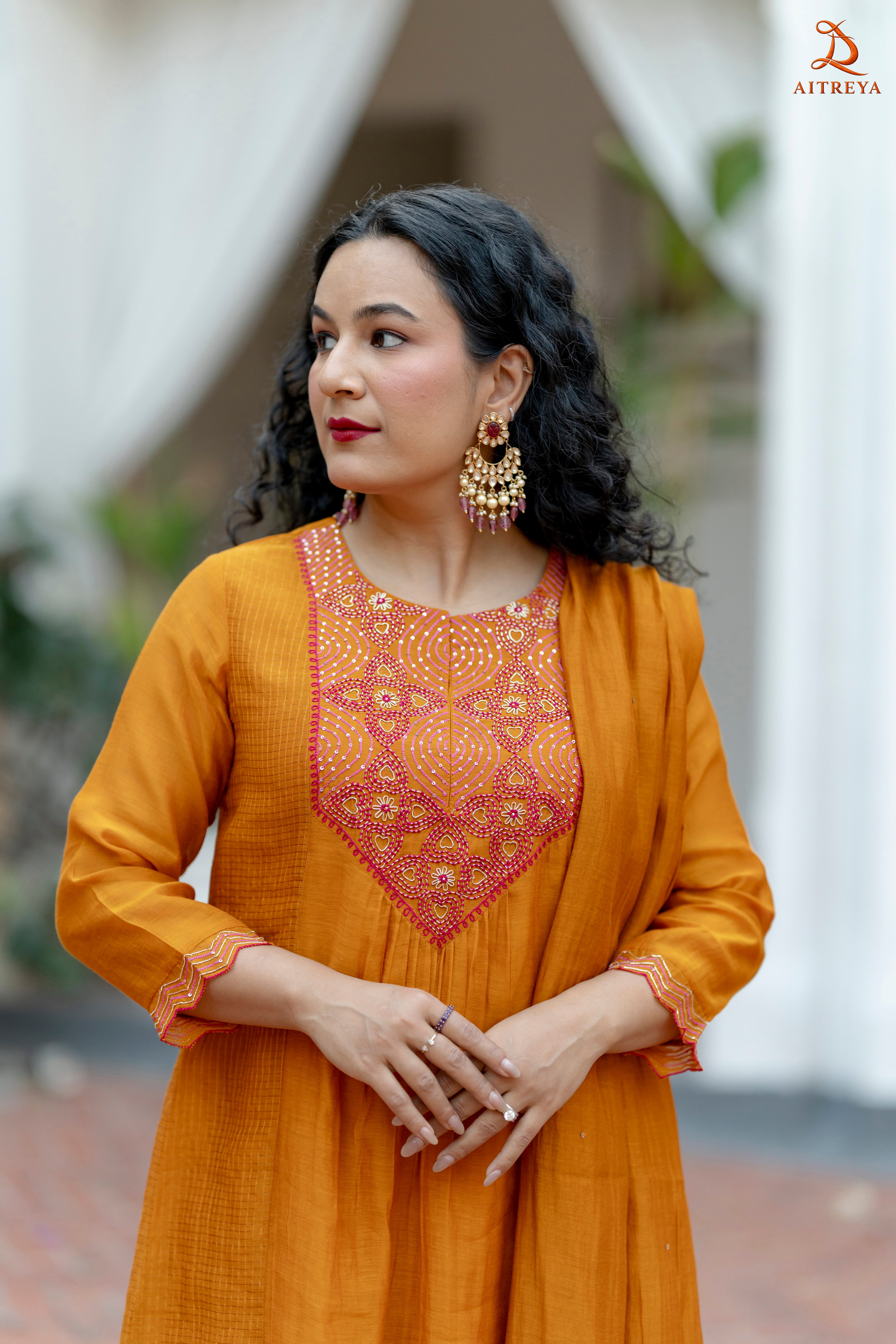 Kesariya Rooh Mul Chanderi Set