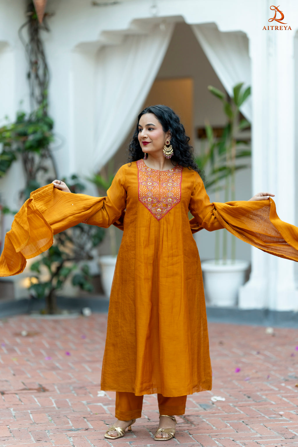 Kesariya Rooh Mul Chanderi Set