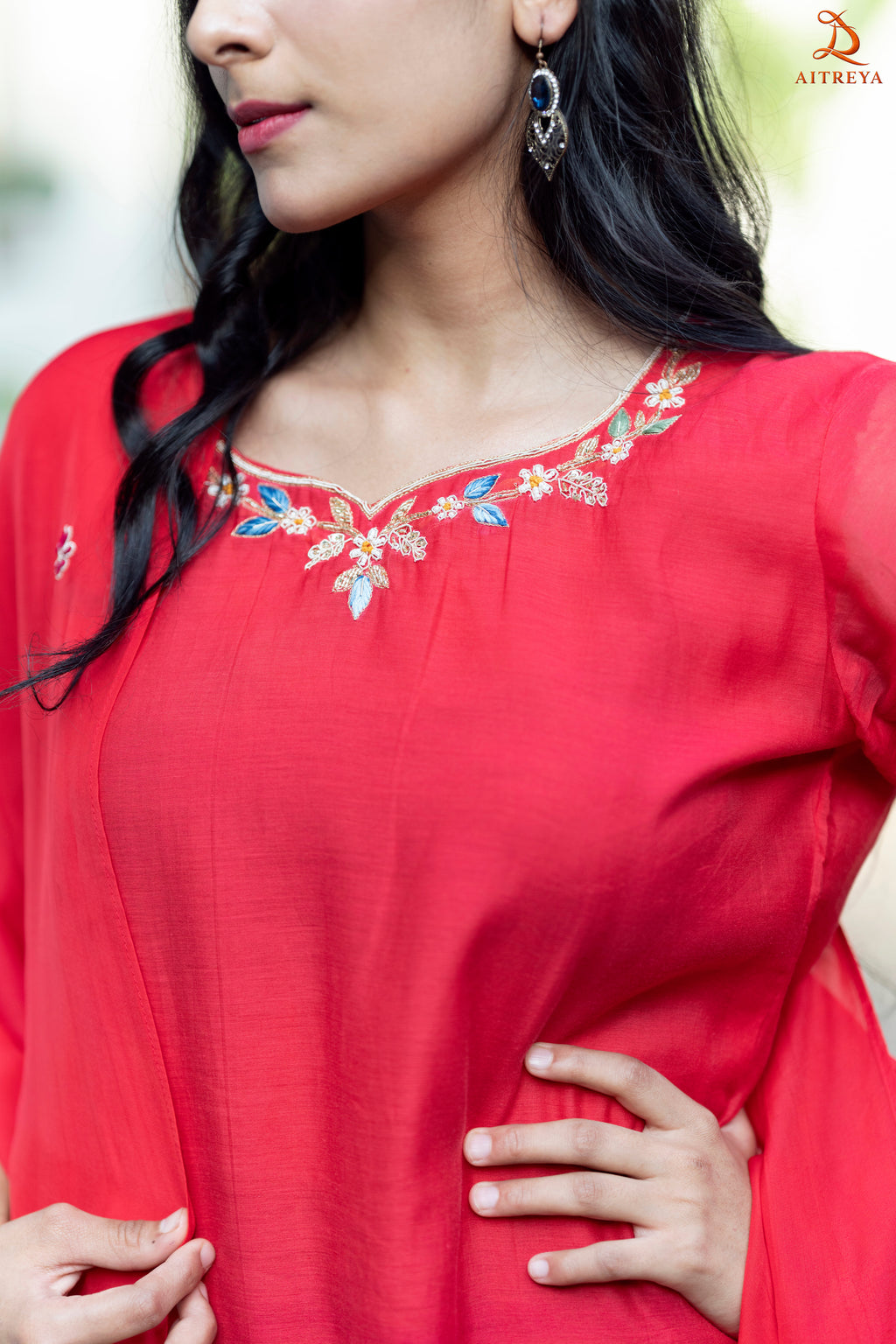 Vermillion Red Straight Kurta Set